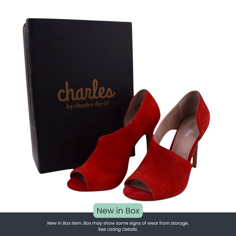 Charles by Charles David Red Suede Open Toe  Stiletto Heel | Size 7 | New in Box